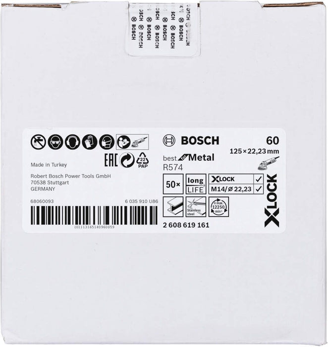 Bosch X-LOCK vlaknaste brusne ploče, Ø125 mm, G 60, R574, Best for Metal, 1 komad - 2608619161 Vlaknasta ploča BOSCH BOSCH-2608619161 Madras doo Beograd