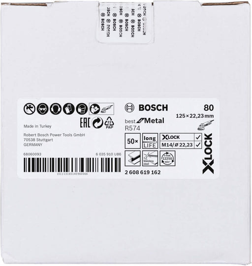 Bosch X-LOCK vlaknaste brusne ploče, Ø125 mm, G 80, R574, Best for Metal, 1 komad - 2608619162 Vlaknasta ploča BOSCH BOSCH-2608619162 Madras doo Beograd