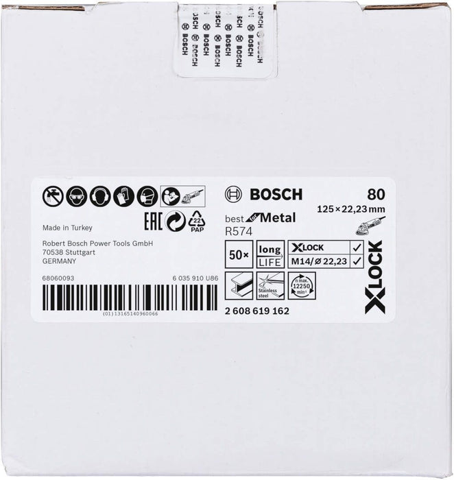 Bosch X-LOCK vlaknaste brusne ploče, Ø125 mm, G 80, R574, Best for Metal, 1 komad - 2608619162 Vlaknasta ploča BOSCH Madras doo Beograd