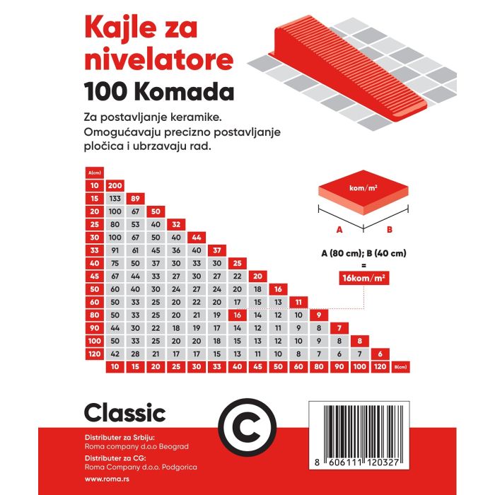 Classic - Nivelator kaj-le 100kom Građevinski materijali Madras doo Beograd Madras doo Beograd