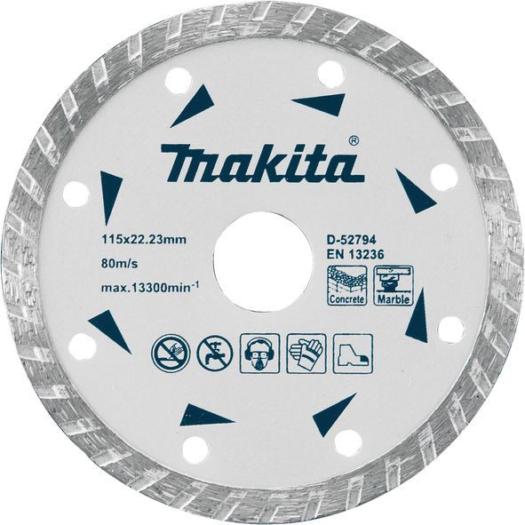 Dijamantski list sa talasastim oblikom za suvo rezanje (keramika, mermer) 115x7x22,23mm Makita D-52794 Pribor MAKITA Madras doo Beograd