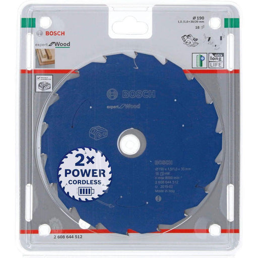 Expert for Wood list kružne testere za akumulatorske testere 190x1,5x30 T18 List kružne testere BOSCH BOSCH-2608644512 Madras doo Beograd