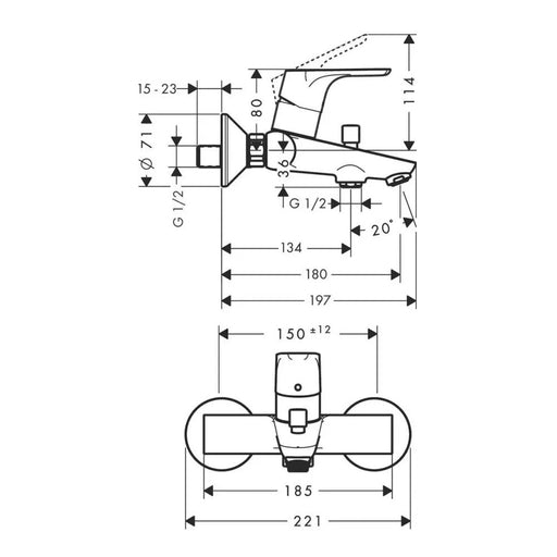 FOCUS HG BATERIJA ZA KADU 31940000 HANSGROHE Baterije za kadu Hansgrohe 31940000 Madras doo Beograd