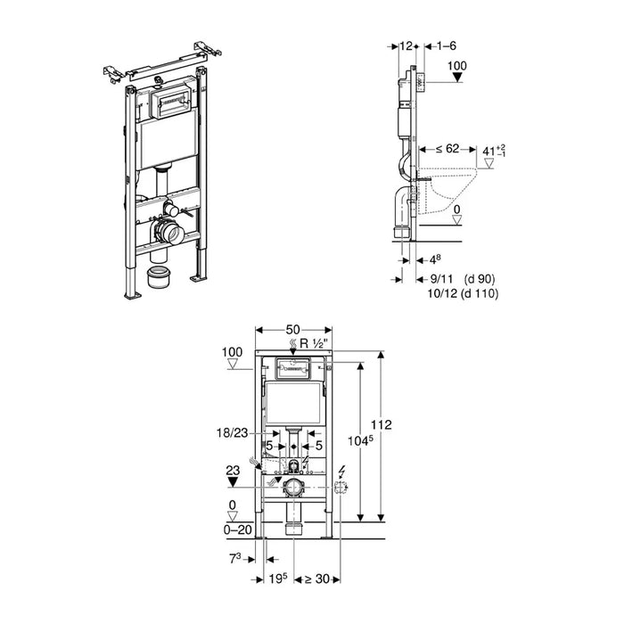 GEBERIT DUOFIX DELTA BASIC ugradni vodokotlić 458.103.00.2 WC setovi ( Ugradni vodokotlići + konzolne WC šolje) Geberit Madras doo Beograd