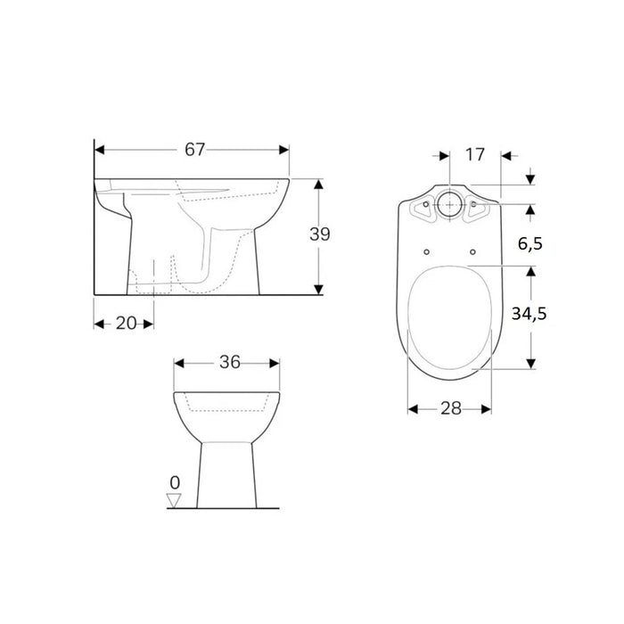 GEBERIT SELNOVA PODNA WC ŠOLJA ZA MONOBLOK - VERTIKALNI ODVOD (500.281.01.1) WC SOLJA GEBERIT Madras doo Beograd
