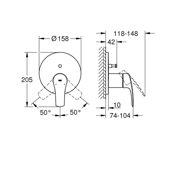 GROHE EUROSMART CHROME MESAC SA PREBACIVACEM 24043003 Ugradne baterije Grohe 24043003 Madras doo Beograd