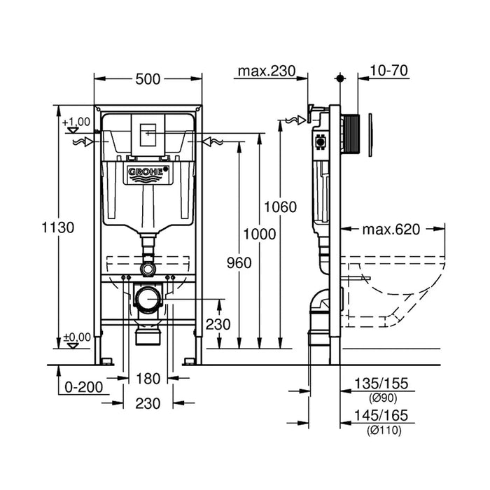 Grohe Rapid SL ugradni vodokotlić set 3 u 1 sa tipkom 38772001 Ugradni vodokotlići Grohe 38772001 Madras doo Beograd