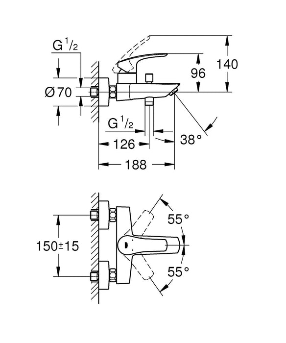 GROHE SLAVINA ZA KADU EUROSMART 33300003 Baterije za kadu Grohe 33300003 Madras doo Beograd