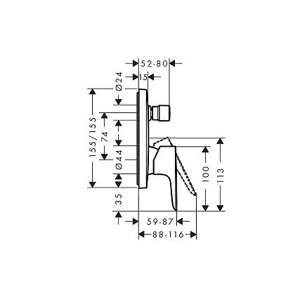 HANSGROHE MEŠAČ SA PREBACIVAČEM TALIS E 71745000 Ugradne baterije Hansgrohe Madras doo Beograd