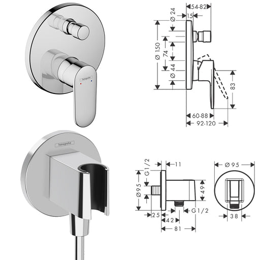 HANSGROHE SET 5U1 +HG BATERIJA ZA LAVABOO FOKUS 100 (13113) UGRADNI TUSEVI Hansgrohe HG13113 Madras doo Beograd