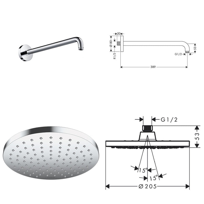 HANSGROHE SET 5U1 +HG BATERIJA ZA LAVABOO FOKUS 100 UGRADNI TUSEVI Hansgrohe HG 13113 SET Madras doo Beograd