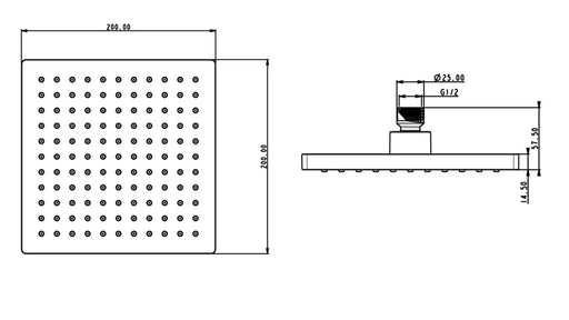 HERZ SQ a200 tuš ruža ABS 20×20cm 12112 Tuš ruže HERZ Madras doo Beograd