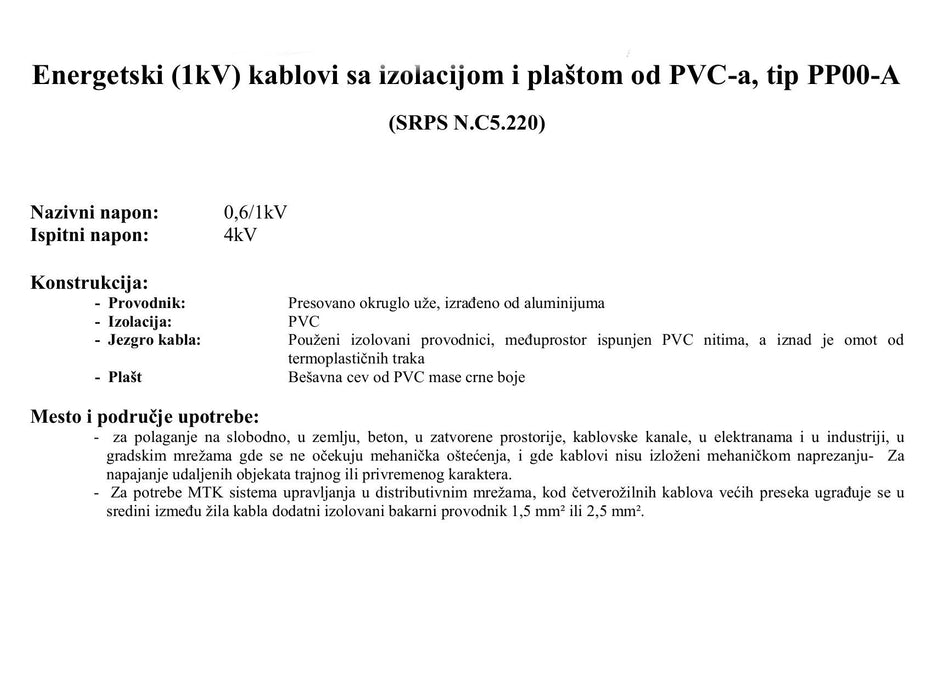 KABL PP00-A 4x16 Elektromaterijal Madras doo Beograd Madras doo Beograd