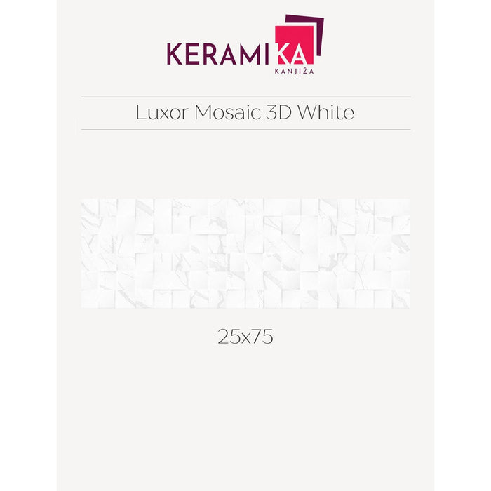 KERAMIKA KANJIŽA LUXOR MOSAIC 3D WHITE 25X75 Zidne pločice Keramika Kanjiža KKA003 Madras doo Beograd