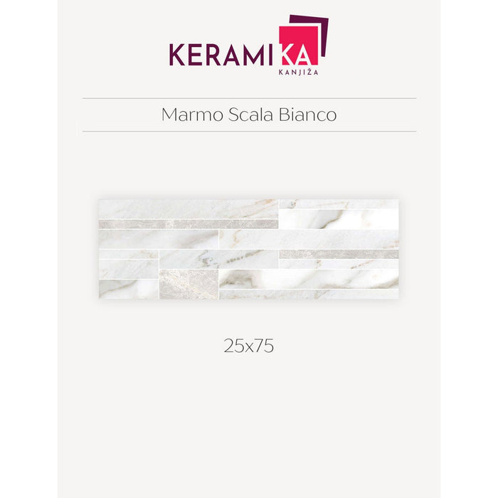 Keramika Kanjiža MARMO SCALA BIANCO 25x75 Zidne pločice Keramika Kanjiža KKA025 Madras doo Beograd