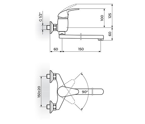 KING BATERIJA ZA SUDOPERU ILI LAVABO ZIDNA 150mm J321015 ROSAN Baterije Rosan J321015 Madras doo Beograd