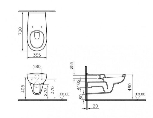 Konzolna šolja VITRA 70cm za posebne potrebe (5813B003-0075) Artikli za osobe sa posebnim potrebama Vitra 5813B003-0075 Madras doo Beograd