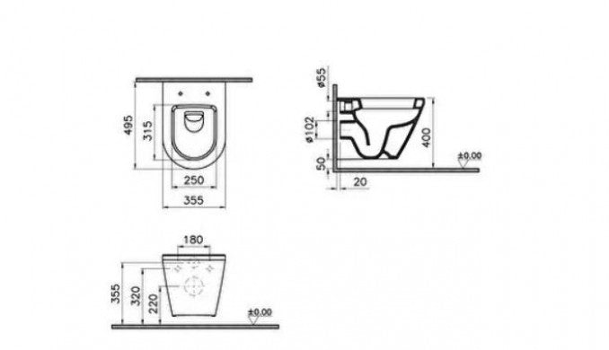 Konzolna šolja VITRA INTEGRA 48cm compact sa bočnim rupama (7130B003-0075) Konzolne wc šolje Vitra 7130B003-0075 Madras doo Beograd