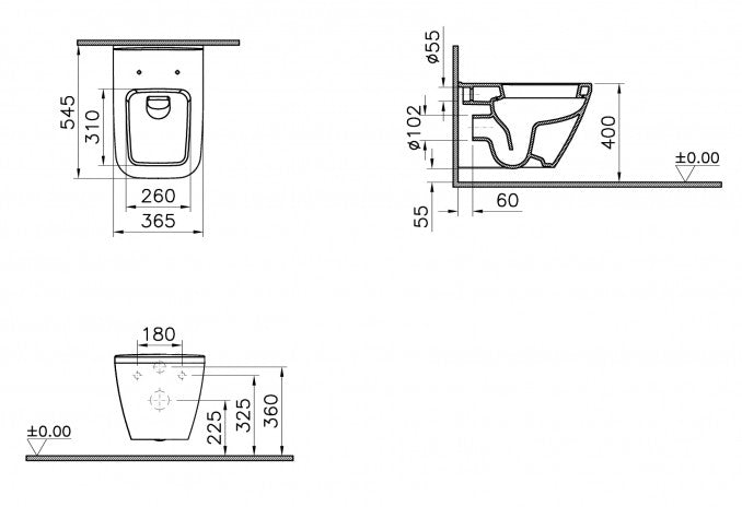 Konzolna šolja VITRA INTEGRA SQUARE 54cm (7081B003-0075) Konzolne wc šolje Vitra 7081B003-0075 Madras doo Beograd