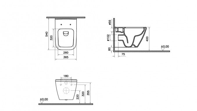 Konzolna šolja VITRA INTEGRA SQUARE 54cm rimex (7082B003-0075) Konzolne wc šolje Vitra Madras doo Beograd