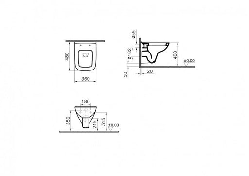 Konzolna šolja VITRA S20 48cm compact (5505L003-0101) Konzolne wc šolje Vitra 5505L003-0101 Madras doo Beograd