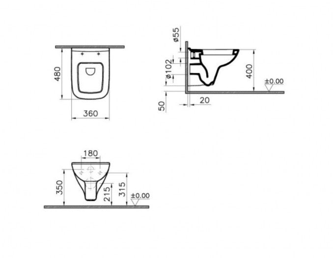 Konzolna šolja VITRA S20 52cm sa bide funkcijom (5507L003-0868) Konzolne wc šolje Vitra 5507L003-0868 Madras doo Beograd