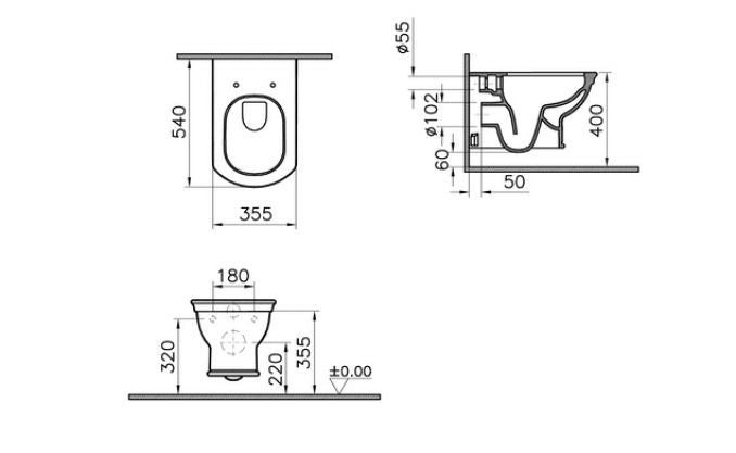 Konzolna wc šolja VITRA VALARTE rimex 54cm - bez wc daske (7805B003-0075) Konzolne wc šolje Vitra 7805B003-0075 Madras doo Beograd