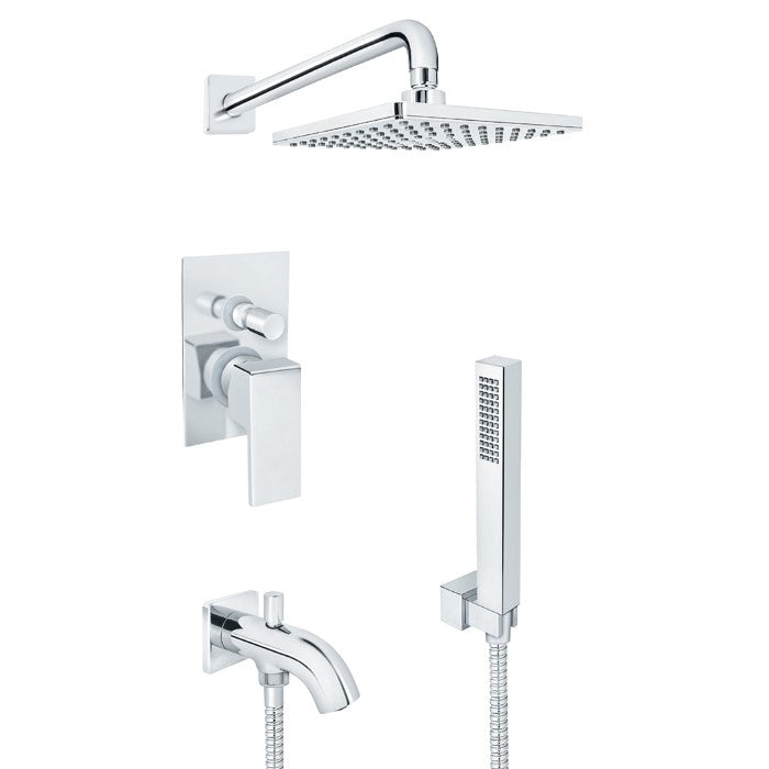 KVADRO BATERIJA UZIDNA SA IZLIVOM (RUČNI I ZIDNI TUŠ) ROSAN JQ 31701 Ugradne baterije Rosan Madras doo Beograd