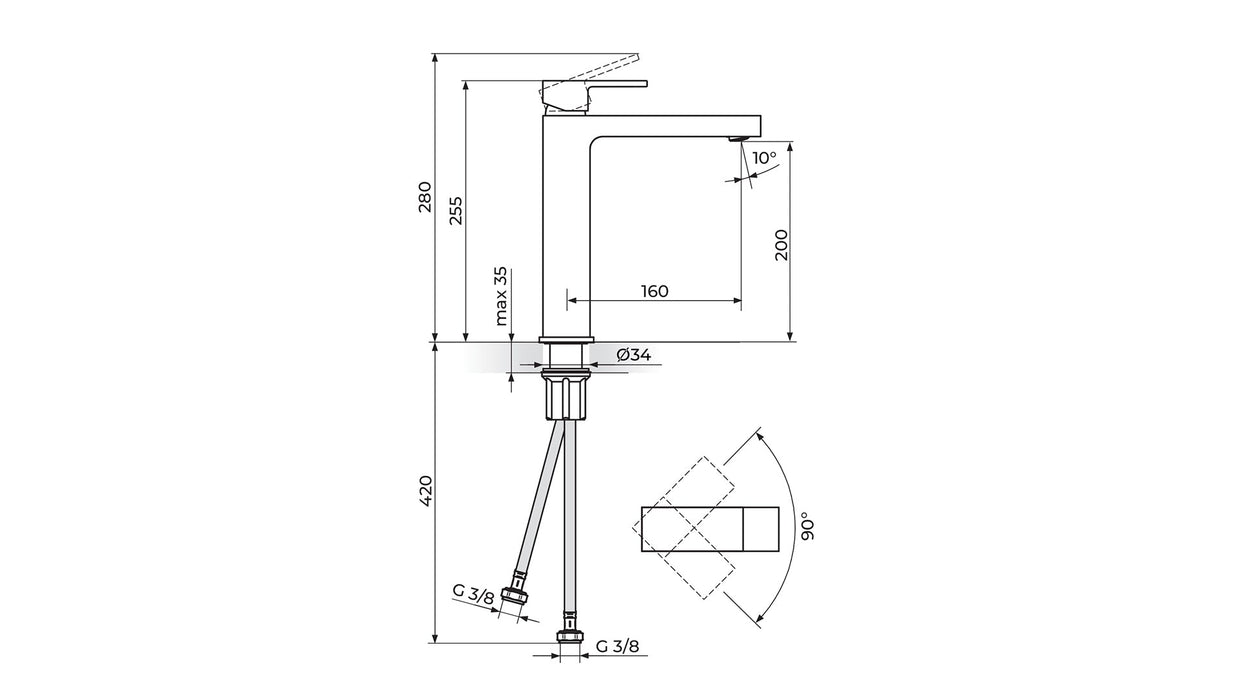 KVADRO BATERIJA ZA LAVABO VISOKA ROSAN JQ30109 Baterije za lavabo Rosan JQ30109 Madras doo Beograd