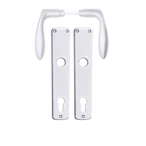 Kvaka TINA za drvena vrata CILINDAR, plastificirana SREBRNA BANE (1600.22.247) alat Madras doo Beograd Madras doo Beograd