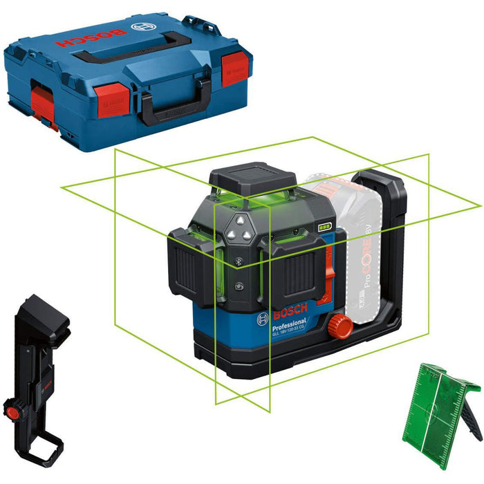 Laserski nivelator zelenog zraka Bosch GLL 18V-120-33 CG 3x360° 120m domet u L-Boxx koferu (0601065101) Laserski nivelator BOSCH Madras doo Beograd