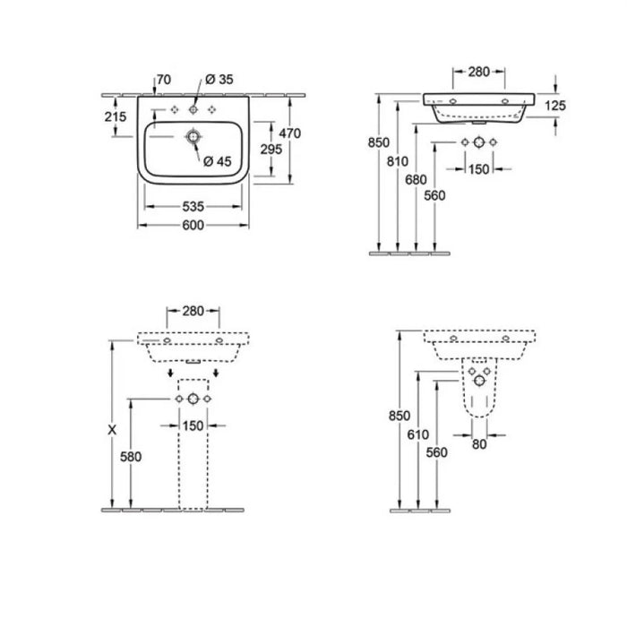 LAVABO ARCHITECTURA 60X47 VILLEROY&BOSH Lavaboi Villeroy&Boch 41886001 Madras doo Beograd