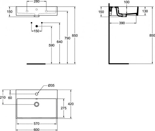 Lavabo IDEAL STANDARD STRADA 60x42 (K077801) Lavaboi Ideal standard K077801 Madras doo Beograd