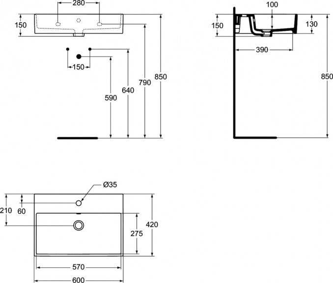 Lavabo IDEAL STANDARD STRADA 60x42 (K077801) Lavaboi Ideal standard K077801 Madras doo Beograd