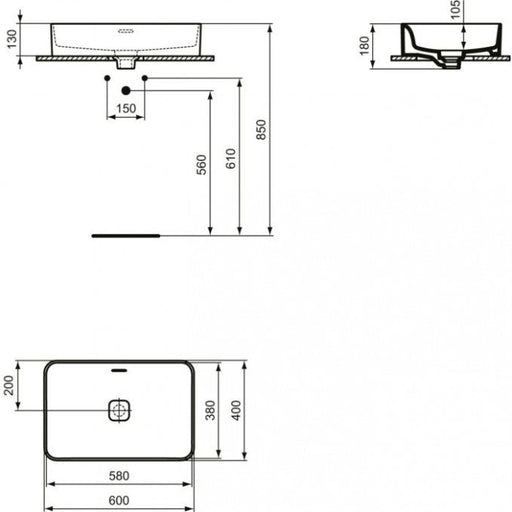 Lavabo IDEAL STANDARD STRADA II 60x40 nadgradni četvrtasti (T299901) Lavaboi Ideal standard T299901 Madras doo Beograd