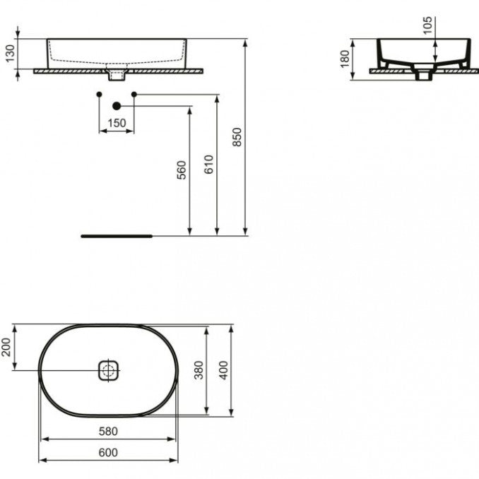 Lavabo IDEAL STANDARD STRADA II 60x40 nadgradni ovalni (T298101) Lavaboi Ideal standard T298101 Madras doo Beograd