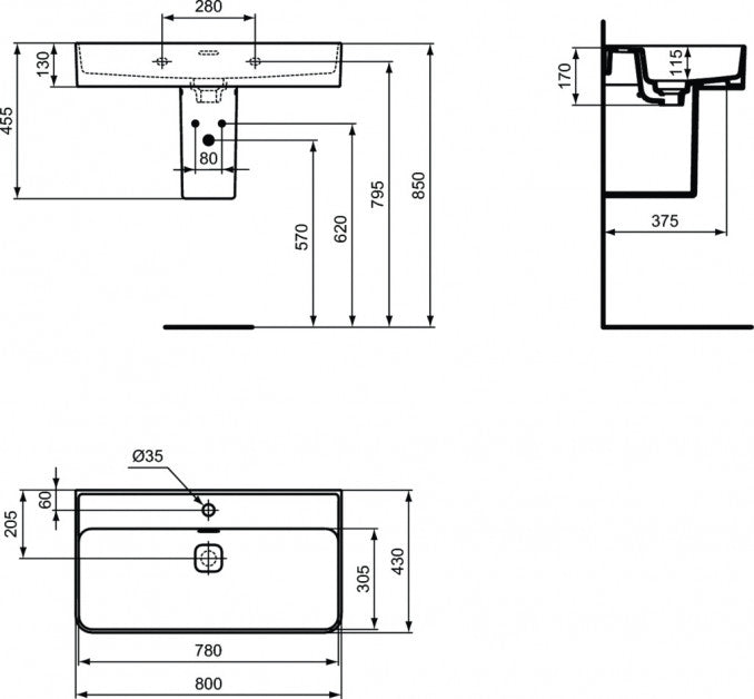 Lavabo IDEAL STANDARD STRADA II 60x43 (T300001) Lavaboi Ideal standard T300001 Madras doo Beograd