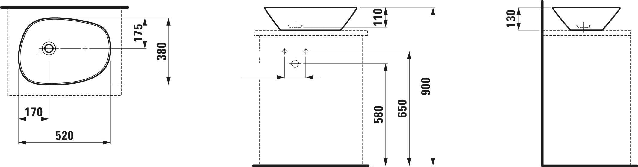 Lavabo Laufen PALOMBA 52x38 nadgradni (LA8168020001121) Lavaboi Laufen LA8168020001121 Madras doo Beograd