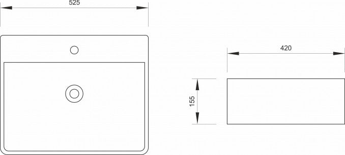 Lavabo nadgradni MINOTTI 525x420x155 mat crni (7035CM) Lavaboi Minotti 7035CM Madras doo Beograd