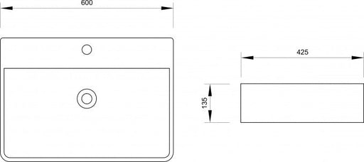 Lavabo nadgradni MINOTTI 600x425x135 sa otvorom za slavinu mat crni (7002CM) Lavaboi Minotti 7002CM Madras doo Beograd