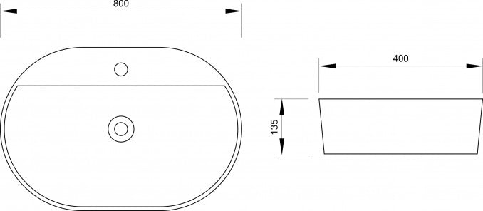 Lavabo nadgradni MINOTTI 800x400x135 sa otvorom za slavinu (7012) Lavaboi Minotti 7012 Madras doo Beograd