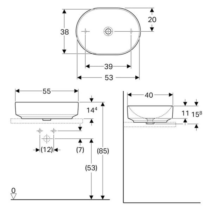 LAVABO NADGRADNI NA RAVNU PLOČU ELIPSA 550X400 GEBERIT 500.774.01.2 Lavaboi Geberit Madras doo Beograd