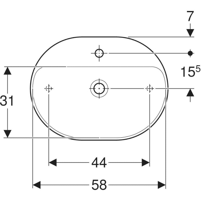 LAVABO NADGRADNI NA RAVNU PLOČU ELIPSA 600X450 GEBERIT 500.778.01.2 Lavaboi Geberit Madras doo Beograd