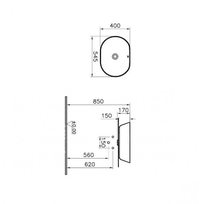 Lavabo nadgradni VITRA GEO 54.5x40cm sa prelivom (7427B003-0012) Lavaboi Vitra 7427B003-0012 Madras doo Beograd