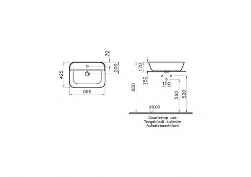 Lavabo nadgradni VITRA Geo 60cm zdelasti sa prelivom sa otvorom za slavinu (7426B003-0001) Lavaboi Vitra 7426B003-0001 Madras doo Beograd