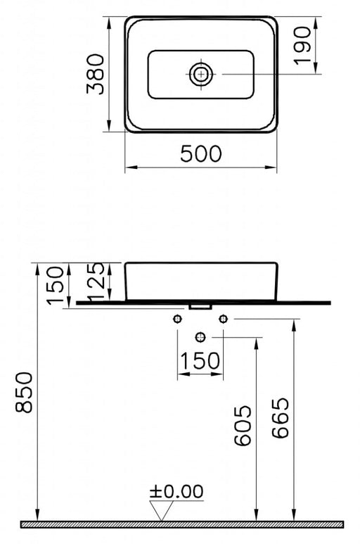 Lavabo nadgradni VITRA NUO 50x38cm (4436B003-0016) Lavaboi Vitra 4436B003-0016 Madras doo Beograd