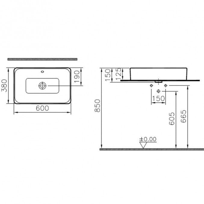 Lavabo nadgradni VITRA NUO 60x38cm (4434B003-0016) Lavaboi Vitra 4434B003-0016 Madras doo Beograd