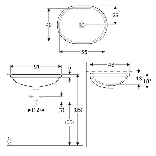 LAVABO PODGRADNI ISPOD RAVNE PLOČE ELIPSA 610X460 GEBERIT 500.756.01.2 Lavaboi Geberit Madras doo Beograd