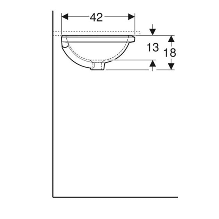 LAVABO PODGRADNI ISPOD RAVNE PLOČE OVALNI 480X390 GEBERIT 500.750.01.2 Lavaboi Geberit Madras doo Beograd