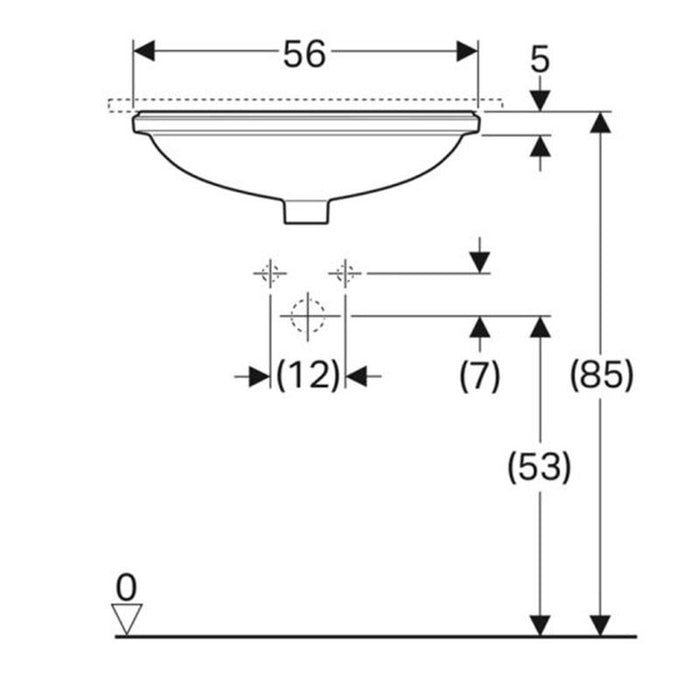 LAVABO PODGRADNI ISPOD RAVNE PLOČE OVALNI 560X460 GEBERIT 500.754.01.2 Lavaboi Geberit Madras doo Beograd